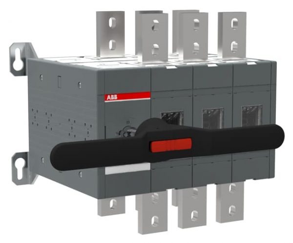 Bộ chuyển đổi nguồn ABB bằng tay 3P 1600A, IP65, tay vặn màu đen (OT1600E03CP)- 1SCA022872R1840